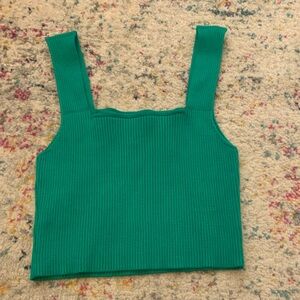 Green Ribbed Women's Top